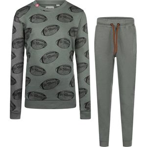 No Way Monday - Kledingset - Jongens - 2 delig - Joggingrboek Green - Sweater ls Forest Green met baseball - Maat 110