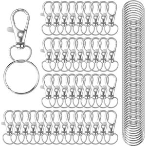 50 Stuks Karabijnhaak met 50 Sleutelringen - Musketonhaak Sleutelhangers voor Volwassenen - Mini DIY Musketon en 25mm ringetjes - Auto Klein Carabiner Sleutel Hanger, Houder - Karabijn haak ringen - Keychain Zelf Maken Karabijnsluiting - voor Hobby