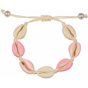 Fako Bijoux® - Schelpjes Armband - Wit - 4x Roze