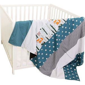 Ullenboom® Babydekbed; in petrol, grijs, sterrenmotief (70x100 cm); ideaal voor de kinderwagen of als speeldeken