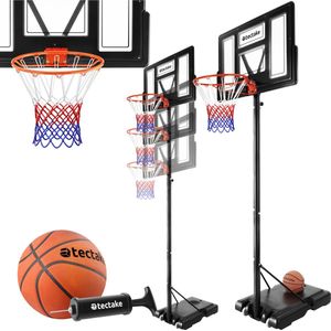 tectake® - Basketbalstandaard 230-305cm basketbalring basketbalsysteem met wielen - incl. bal en pomp