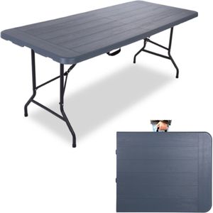 Rijoka - Klaptafel Inklapbare Campingtafel - 75x180cm - Houtlook Design - 6 tot 8 Personen - Blauwgrijs