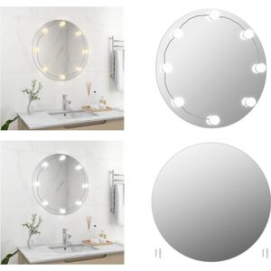 vidaXL Wandspiegel met LED-lampen rond glas - Wandspiegel Met LED-verlichting - Wandspiegels Met LED-verlichting - Wandspiegel Met LED - Wandspiegel Met LED's