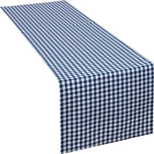 Tafelloper 40 x 150 cm donkerblauw/wit geruit (kleur en grootte naar keuze) - hoogwaardige tafelloper van 100% katoen in Scandinavische landhuisstijl