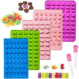 Chocoladevorm Siliconen - Bakvorm Siliconen 5 stuks gummibeertjes zelf maken - Siliconen vorm - druppelaar - snoep gelei fudge