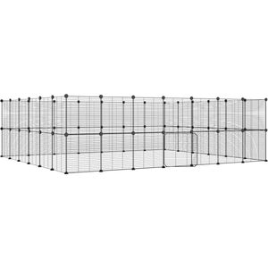 vidaXL-Huisdierenkooi-met-deur-52-panelen-35x35-cm-staal-zwart