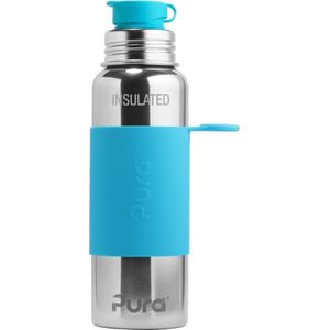 Pura Thermos Sportfles 650 ml - Thermoskan - Thermosbeker - Plasticvrij - Met Dubbele Wand - Inclusief Sportdop en Sportsleeve - Top is Verwisselbaar - Aqua