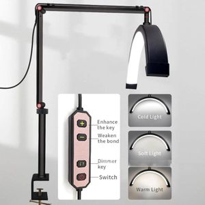 MzShop - Halve Maanlamp - Wimper Salon - Nagels - Make - up Lamp - Telefoonhouder - Met afstandsbediening - Halve Maanlamp staand - Zwart