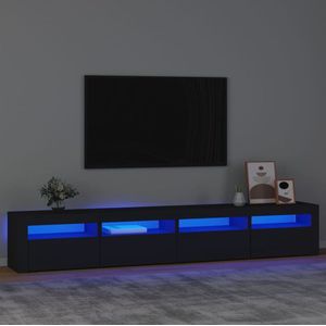 The Living Store TV-meubel Spazio - Zwart - 240x35x40 cm - Met RGB LED-verlichting