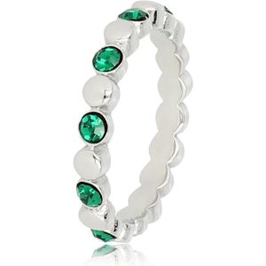 My Bendel - Smalle zilveren ring met groene steentjes - Smalle zilveren ring met groene steentjes - Met luxe cadeauverpakking