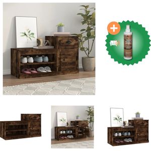 vidaXL Schoenenkast 100x42x60 cm bewerkt hout gerookt eikenkleurig - Schoenenkast - Inclusief Houtreiniger en verfrisser