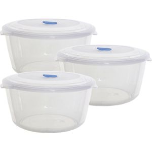 Whitefurze Vershoudbakje/bewaarbakje - 3x - magnetron/vriezer - transparant - kunststof - 3,08 L