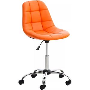 In And OutdoorMatch Werkkruk Kari - Oranje - Voor volwassenen - Op wieltjes - Kunstleer - Ergonomische bureaustoel - In hoogte verstelbaar