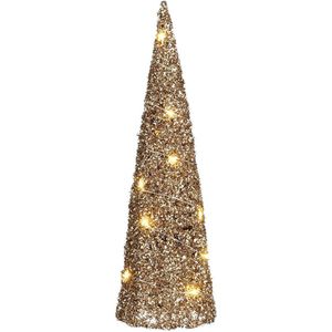 House of Seasons LED kegel kerstboom lamp - champagne - 15 leds - H40 cm -kerstverlichting