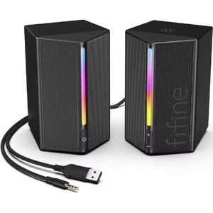 FIFINE - A20 – Professionele Gaming Luidsprekers – USB & 3.5mm AUX – Voor PC, TV & Laptop – AmpliGame Zwart