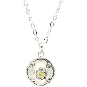 La Rosa Princesa Filigree Bola Zwangerschapsketting Zwangerschapsbelletje Groen Zilver Peridoot