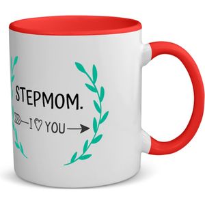 Akyol - stepmom i love you koffiemok - theemok - rood - Mama - de liefste moeder - moeder cadeautjes - moederdag - verjaardag - geschenk - kado - 350 ML inhoud