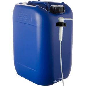 Jerrycan 20 liter – met pomp – handig stapelbaar – UN gekeurd – voor water en gevaarlijke vloeistoffen – inclusief dop – totaal te legen