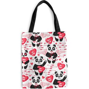 Schoudertas - Strandtas - Shopper Panda - Liefde - Relatie - 40x50 cm - Katoenen tas
