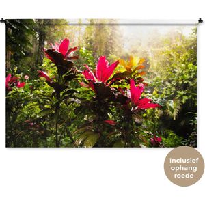 Wandkleed Jungle - Prachtige bloemen middenin de jungle Wandkleed katoen 180x120 cm - Wandtapijt met foto XXL / Groot formaat!