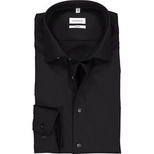 Seidensticker shaped fit overhemd - zwart - Strijkvrij - Boordmaat: 37