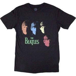 The Beatles - Colour Faces Heren T-shirt - L - Zwart