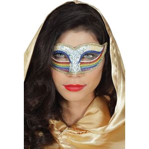 Masker glitter regenboog blauw