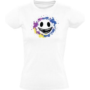 Creepy smiley Dames T-shirt - smile - horror - eng - gezicht - verf - schilder