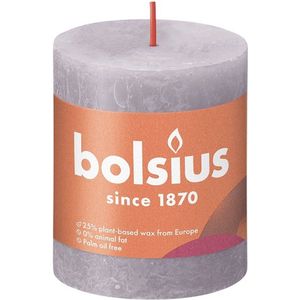 4 stuks Bolsius paars rustiek stompkaarsen 80/68 (35 uur) Eco Shine Frosted Lavender