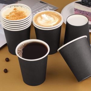 25 x Koffiebeker 8oz 240 ml Zwart - wegwerp papieren bekers karton – drank bekers – drinkbekers- koffie beker – wegwerpbeker – Koffiekopjes – Koffiemokken - Warme en Koude Dranken