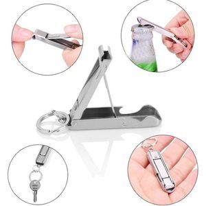 2-in-1 Mini Tool Sleutelhanger Ring Nagelsnijder Clippers + Flesopener van roestvrij staal - Multifunctioneel Gereedschap .