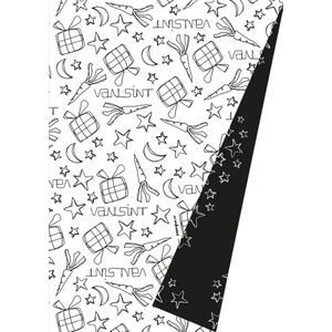 Inpakpapier Sinterklaaspapier Zwart Wit Doodles- Breedte 50 cm - 125m lang