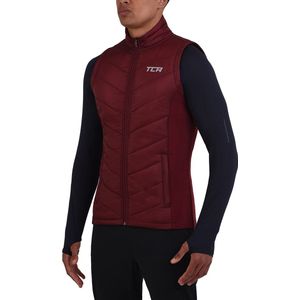 TCA Mannen Excel Hardloper Wandelen Wandelen Lichtgewicht Thermisch Gewatteerd Gilet met Ritszakken - Cabernet, L