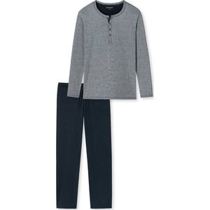 SCHIESSER selected! premium pyjamaset - heren pyjama lang met knoopjes - blauw met wit gestreept - Maat: 5XL