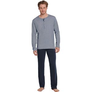 SCHIESSER selected! premium pyjamaset - heren pyjama lang met knoopjes - blauw met wit gestreept - Maat: 6XL