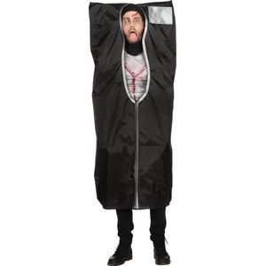 Wilbers & Wilbers - Halloween Kostuum - Body Bag Unzip Zombie - Man - Zwart - One Size - Halloween - Verkleedkleding
