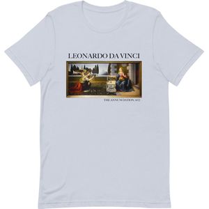 Leonardo da Vinci 'De Annunciatie' (""The Annunciation"") Beroemd Schilderij T-Shirt | Unisex Klassiek Kunst T-shirt | Licht Blauw | XL
