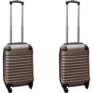 Travelerz kofferset 2 delige ABS handbagage koffers - met cijferslot - 27 liter - champagne