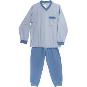 Gentlemen Heren Pyjama met V-hals Licht Blauw / Grijs - XXL