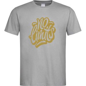 Grijs T-shirt met  "" No Limits "" print Goud size XL