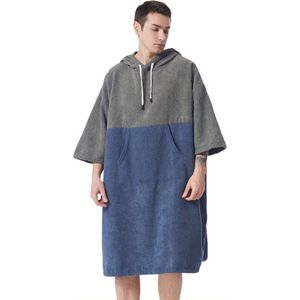 Bovista Omkleed Handdoek - Surf Poncho - Volwassenen - Dames & Heren - Zacht - Marineblauw & Grijs