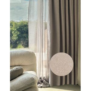 HOOMstyle kant en klaar gordijn met ringen - Verduisterend - 100% Blackout - Geschikt voor gordijnroede - 140x270cm - Beige