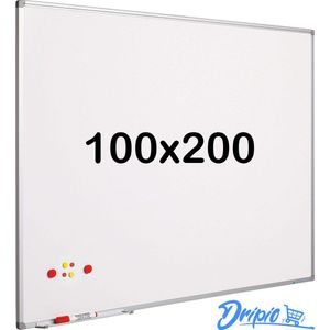 Whiteboard 100x200 cm - Gelakt staal - Magnetisch - Magneetbord - Memobord - Planbord - Schoolbord - inclusief montageset