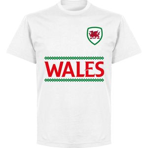 Wales Reliëf Team T-Shirt - Wit - 5XL