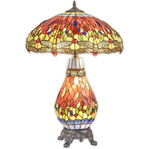 Tiffany tafellamp - Glas in lood - Kleurrijk rood, modern - 68 cm hoog