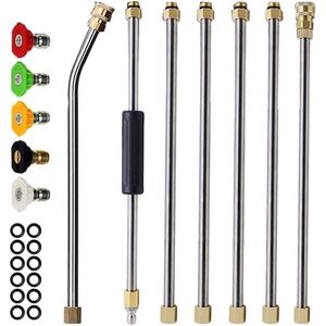 Verlengstaafset Hogedrukreiniger - 4000 psi - 1/4 inch - Snelaansluiting - 5 Spuitmonden - O-ring - 7 Verlenglansen