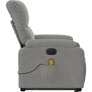 Sta-op-massagestoel elektrisch microvezelstof lichtgrijs