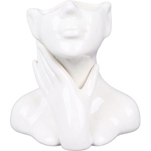 Unieke Keramische Vazen - Witte Vrouwelijke Vorm Gezichtsvaas - Moderne Decoratieve Vaas - Hoofdvaas - Stijlvolle Home Decor .