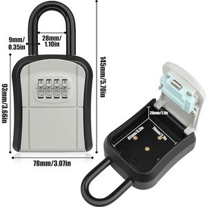 Sleutelkluis, [Waterdicht] Heavy Duty Key Lock Box met Verwijderbare Sluiting, Wandmontage en Draagbare Resettable 4-cijferige Combinatie Sleutel Opbergdoos voor Huissleutels, Autosleutels [5