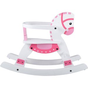 Bandits & Angels houten hobbelpaard met beugel - 1 jaar - wit roze - schommelpaard